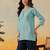 Hand embroidered sky blue chanderi lucknowi chikankari indian women short kurti