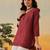 Hand embroidered maroon chanderi lucknowi chikankari indian women short kurti