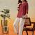 Hand embroidered maroon chanderi lucknowi chikankari indian women short kurti