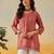 Hand embroidered dusty peach chanderi lucknowi chikankari indian women short kurti