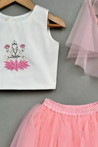 Goddess lakshmi embroidered lehenga set for girls