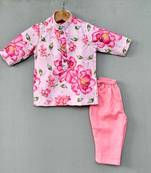 Pink floral kurta with pant for boys