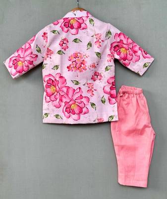 Pink floral kurta with pant for boys 3