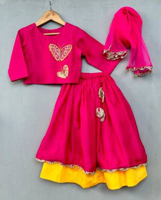 Butterfly embroidered lehenga set for girls 1