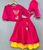Butterfly embroidered lehenga set for girls