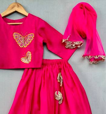 Butterfly embroidered lehenga set for girls 2