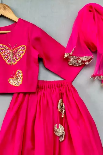 Butterfly embroidered lehenga set for girls