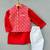 Ethnic nehru jacket set with red kurta and pants for boys