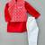 Ethnic nehru jacket set with red kurta and pants for boys