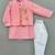 Butterfly embroidered attached jacket set in pink for boys