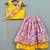 Trendy top with floral applique embroidery and matching pink lehenga for girls