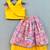 Trendy top with floral applique embroidery and matching pink lehenga for girls