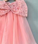 Peach organza dress with big sequin bow for girls