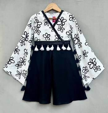 Stylish black & white floral jumpsuit for girls 1