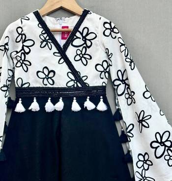 Stylish black & white floral jumpsuit for girls 2