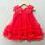 Red scalloped embroidered collar net tulle dress for girls