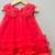 Red scalloped embroidered collar net tulle dress for girls