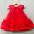 Red scalloped embroidered collar net tulle dress for girls