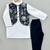 Floral printed attached nehru jacket with kurta & pants for boys