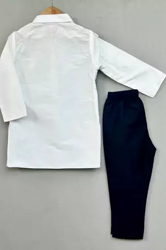 Floral printed attached nehru jacket with kurta & pants for boys