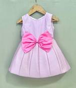 Signature flaired dress with pink bow for girls