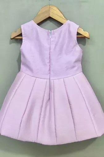 Signature flaired dress with pink bow for girls