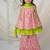 Pink & green cotton sharara set with dupatta for girls