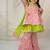 Pink & green cotton sharara set with dupatta for girls