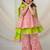 Pink & green cotton sharara set with dupatta for girls