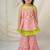 Pink & green cotton sharara set with dupatta for girls
