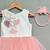 Floral hand embroidered dress with hairband for girls