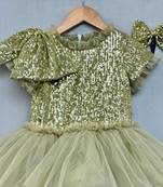 Dazzling green & gold sequin gown  for girls