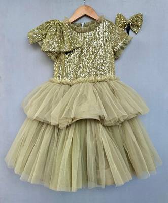 Dazzling green & gold sequin gown  for girls 2