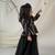 Royal black brocade peplum blouse with lehenga for girls