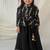 Royal black brocade peplum blouse with lehenga for girls