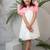 Ruched detailed dress in net with pink organza bow for girls
