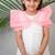 Ruched detailed dress in net with pink organza bow for girls