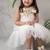 Soft layered net dress with gold bow for girls