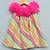 Vibrant multicolour dress with handmade soft organza flowers for girls