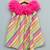 Vibrant multicolour dress with handmade soft organza flowers for girls