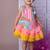 Pink abstract print tutu dress with soft net for girls