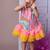 Pink abstract print tutu dress with soft net for girls