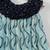 Teal elegance pleated dress with embellished black ruched neckline for girls