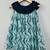 Teal elegance pleated dress with embellished black ruched neckline for girls