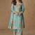 Sky blue simar silk embroidered designer plazzo suit