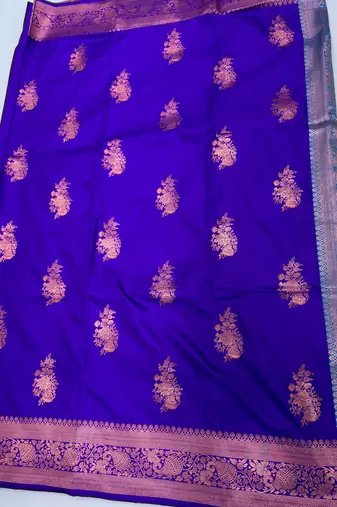 Royal Blue banarasi silk blend blend Jacquard Woven Saree