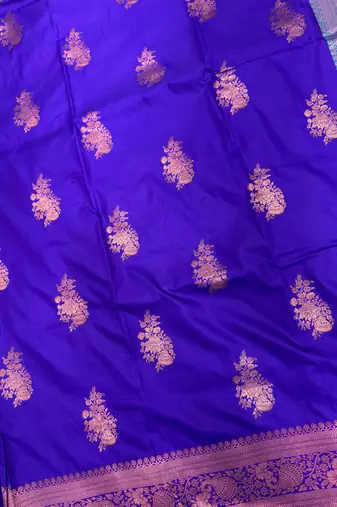Royal Blue banarasi silk blend blend Jacquard Woven Saree