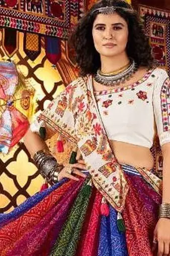 Multi Color Navratri Special fully stitched lehenga choli