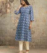 Blue cutwork neck design