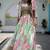 Green Digital Printed with Dori and Zari embroidered Chinnon Silk mehandi ceremony wear lehenga